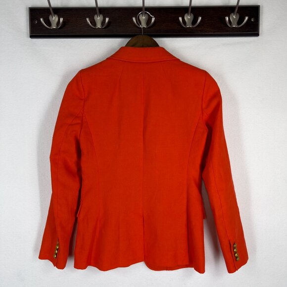 J Crew Womens Rhodes Blazer Firey Sunset Linen Lined Gold Button Preppy Size 00 - Picture 4 of 7
